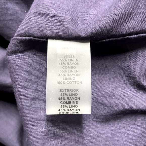 Vince Camuto Linen Tan Navy White Leaf Palm Sleeveless V Neck Dress Sz 20W - Picture 7 of 7